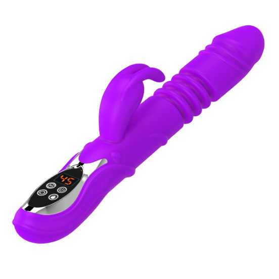 (Purple)Ultimate G-Spot & Clitoral Rabbit Vibrator - Telescopic, Heated, Rotating