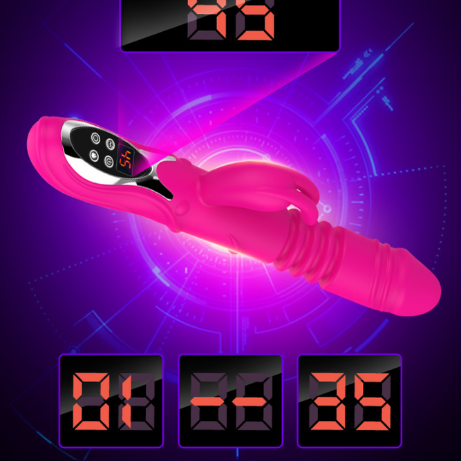 (Purple)Ultimate G-Spot & Clitoral Rabbit Vibrator - Telescopic, Heated, Rotating