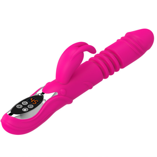 (Rose red)Ultimate G-Spot & Clitoral Rabbit Vibrator - Telescopic, Heated, Rotating