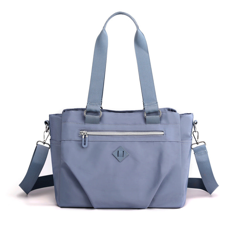 Blue Versatile Water-Repellent Nylon Tote Bag - Lightweight Multi-Pocket Shoulder &amp; Crossbody Handbag