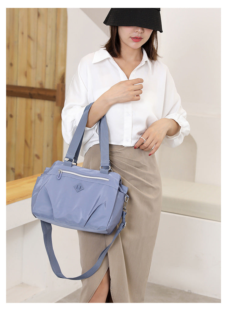 Blue Versatile Water-Repellent Nylon Tote Bag - Lightweight Multi-Pocket Shoulder & Crossbody Handbag