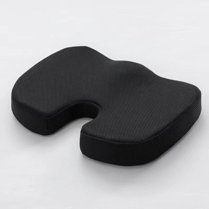Black Ergonomic U-Shaped Memory Foam Seat Cushion - Coccyx Relief &amp; Posture Support with Breathable Cover