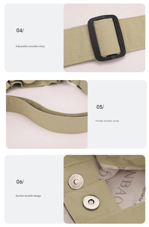 Green Chic Lightweight Nylon Drawstring Tote Bag - Multi-Pocket Casual Shoulder & Crossbody