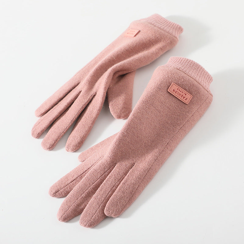 Pink Elegant Women's Wool Blend Winter Gloves - Cozy Fleece-Lined Touchscreen Warmth