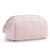 Pink Chic Quilted Puffer Makeup Bag - Large Capacity Travel Cosmetic Organizer with Wide Opening