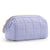 Purple Chic Quilted Puffer Makeup Bag - Large Capacity Travel Cosmetic Organizer with Wide Opening
