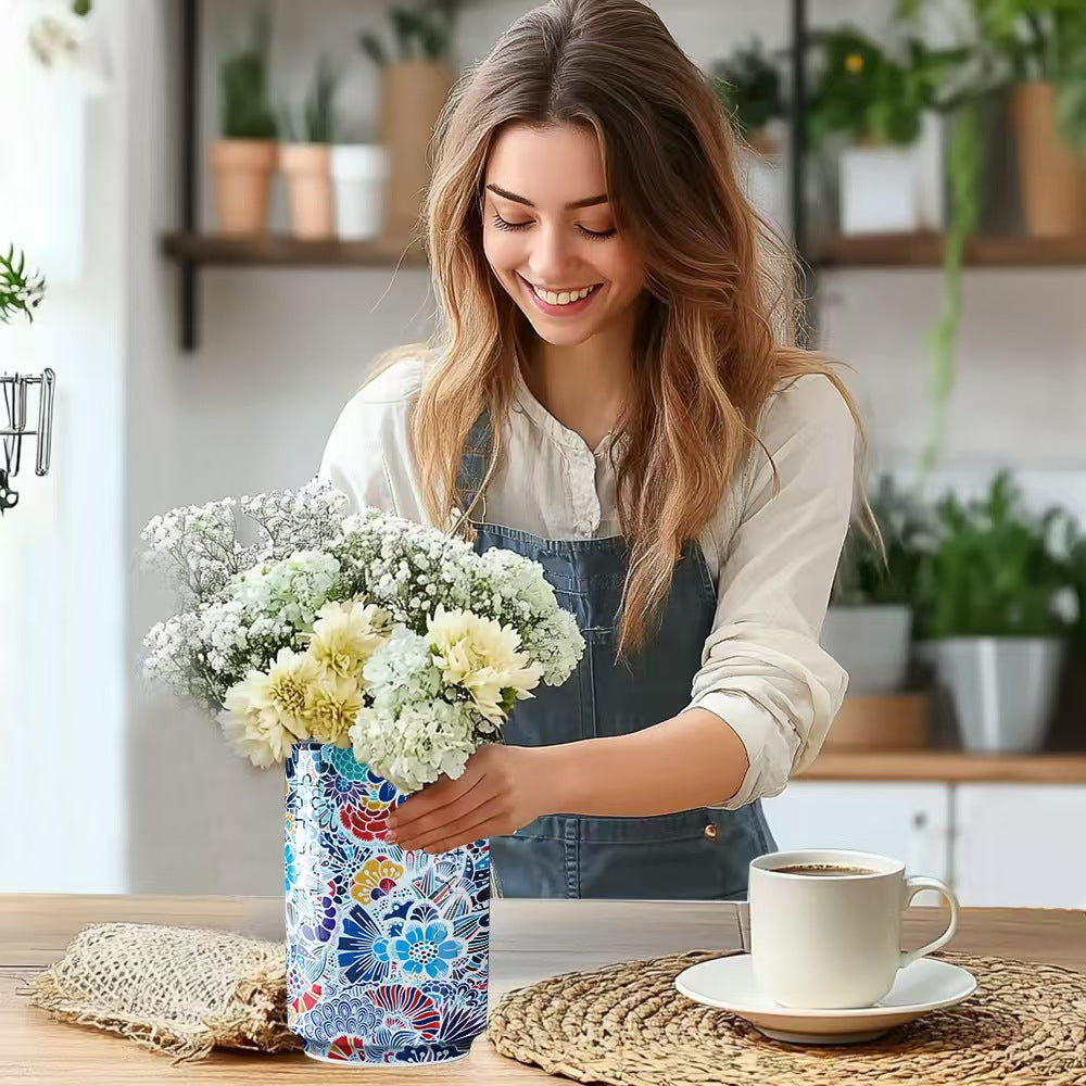 Colorful Style 1 DIY 3D Puzzle Vase - Creative Jigsaw Flower Holder with Waterproof Liner - Decorative Home Accent & Unique Gift