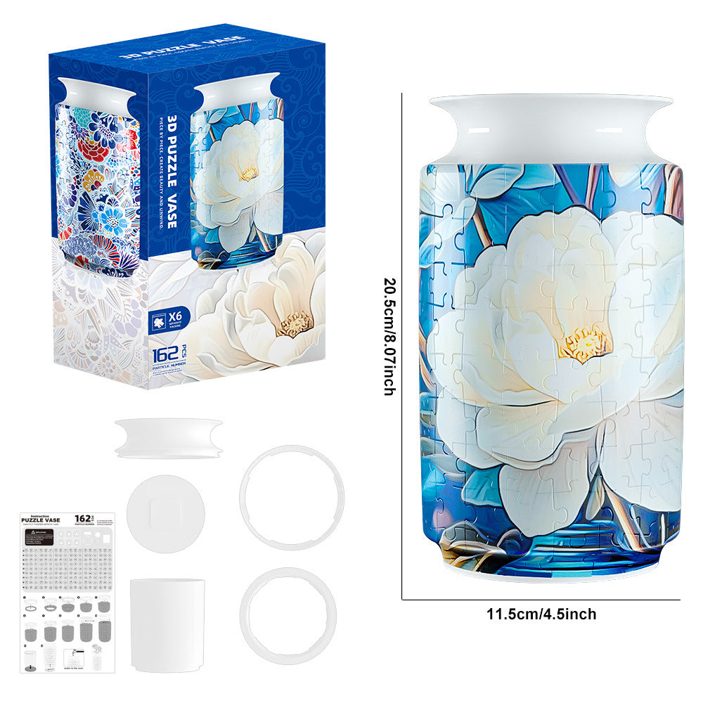 Colorful Style 1 DIY 3D Puzzle Vase - Creative Jigsaw Flower Holder with Waterproof Liner - Decorative Home Accent & Unique Gift