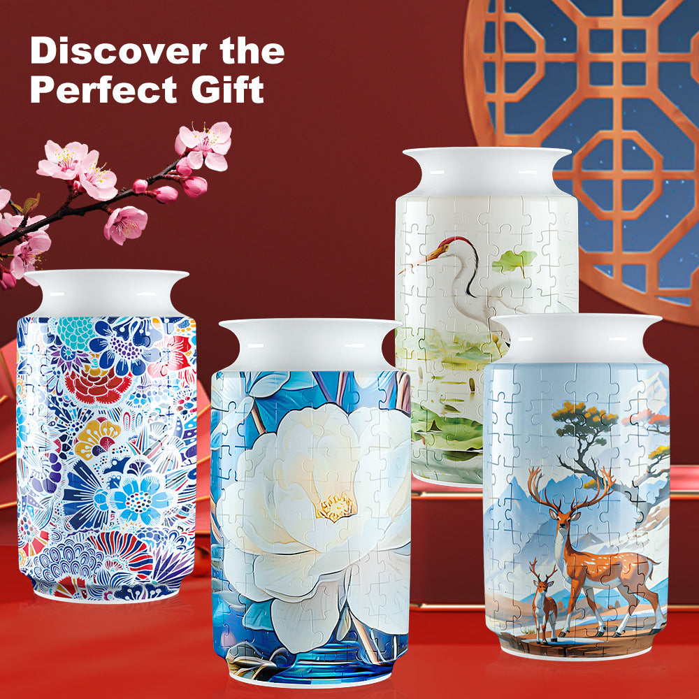 Colorful Style 2 DIY 3D Puzzle Vase - Creative Jigsaw Flower Holder with Waterproof Liner - Decorative Home Accent & Unique Gift