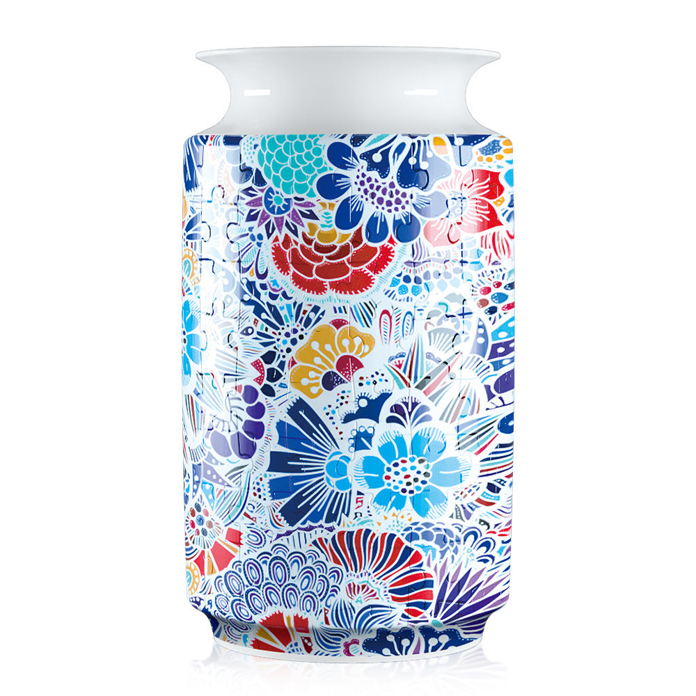 Colorful Style 4 DIY 3D Puzzle Vase - Creative Jigsaw Flower Holder with Waterproof Liner - Decorative Home Accent &amp; Unique Gift