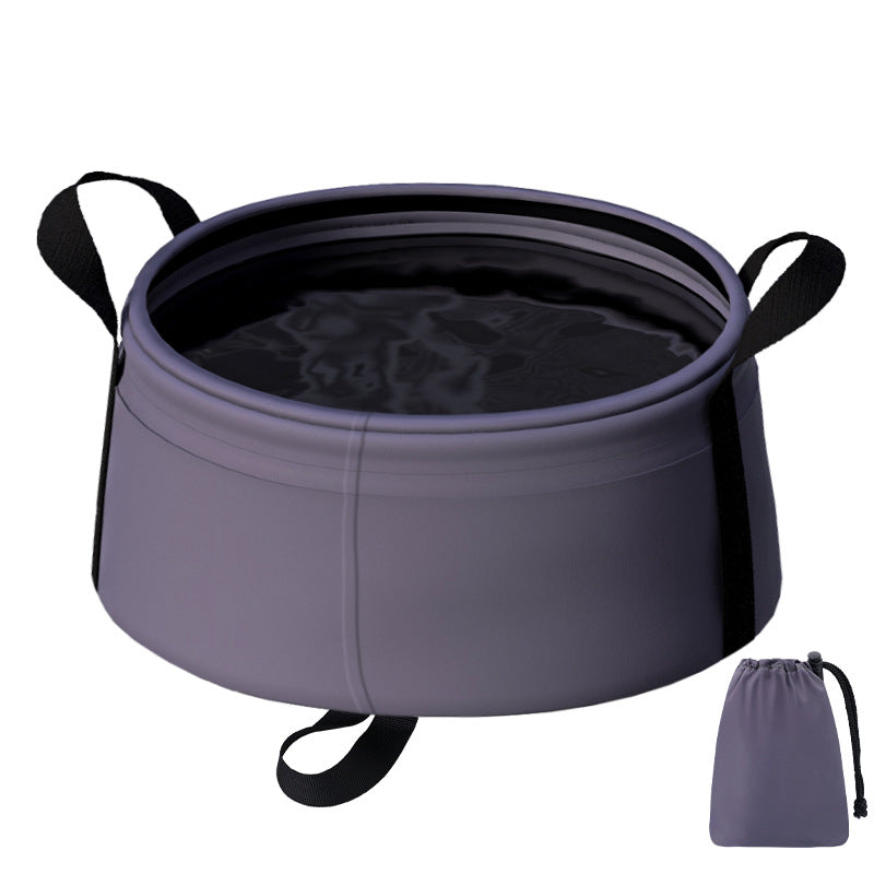 2 Pcs Dark Purple Ultra-Lightweight Collapsible Travel Basin - Waterproof Folding Bucket for Camping, Hiking & Outdoors (8.5L)