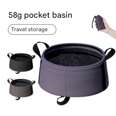 2 Pcs Dark Purple Ultra-Lightweight Collapsible Travel Basin - Waterproof Folding Bucket for Camping, Hiking & Outdoors (8.5L)