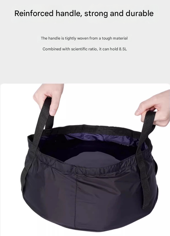 2 Pcs Dark Khaki Ultra-Lightweight Collapsible Travel Basin - Waterproof Folding Bucket for Camping, Hiking & Outdoors (8.5L)