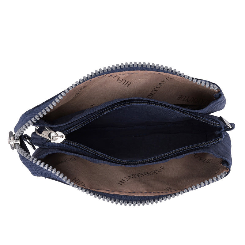 Dark Blue Versatile Womens Nylon Water-Repellent Crossbody Shoulder Bag Set with Matching Clutch Pouch - Lightweight & Multi-Pocket