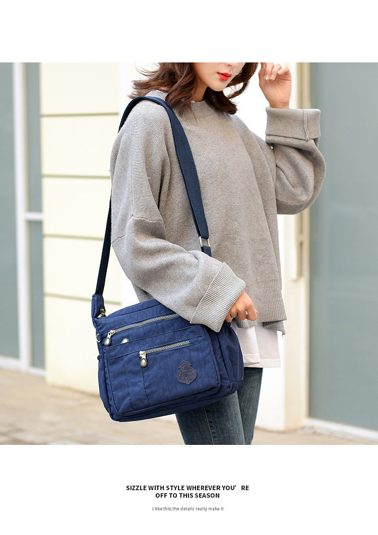 Purple Versatile Womens Nylon Water-Repellent Crossbody Shoulder Bag Set with Matching Clutch Pouch - Lightweight & Multi-Pocket