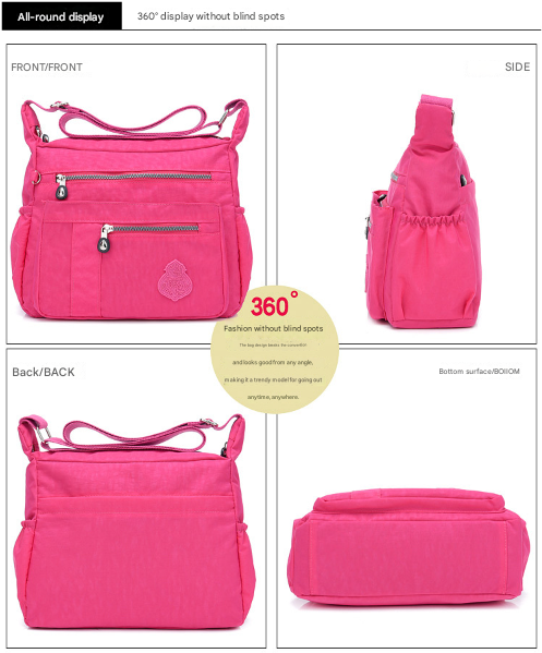 Blue Versatile Womens Nylon Water-Repellent Crossbody Shoulder Bag Set with Matching Clutch Pouch - Lightweight & Multi-Pocket