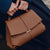 Coffee Elegant Womens Genuine Cowhide Leather Top Handle Satchel - Chic Flap Crossbody Shoulder Bag
