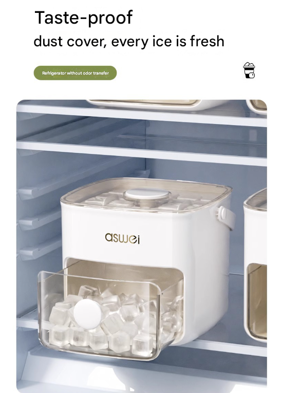 White Innovative Press-Release Ice Cube Maker - Dual Layer Trays & Storage Bin (48 Cubes)