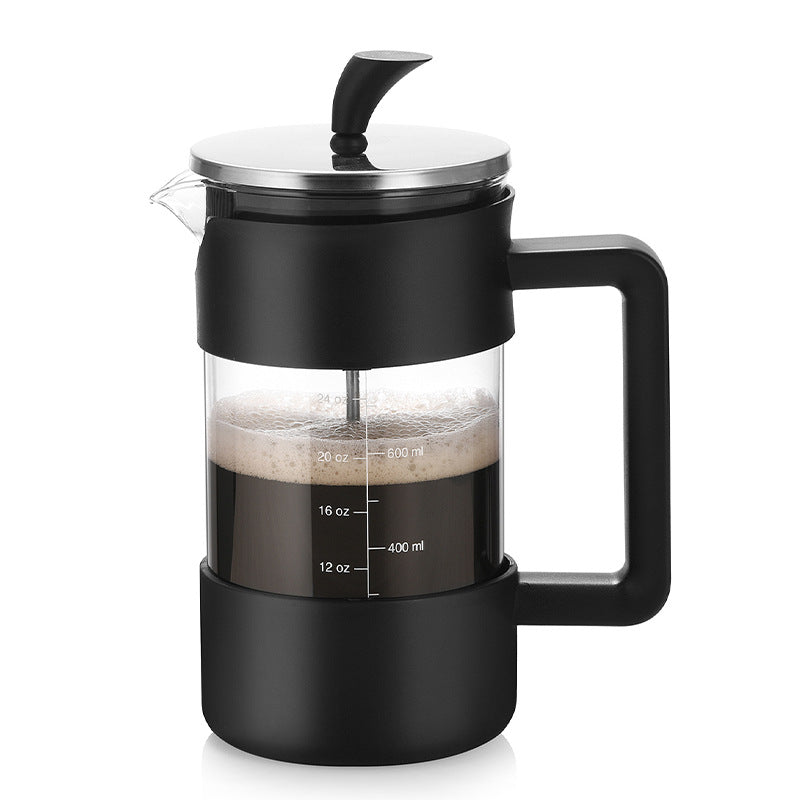 Black Classic 1000ml French Press Coffee &amp; Tea Maker - Heat Resistant Borosilicate Glass, Stainless Steel Filter