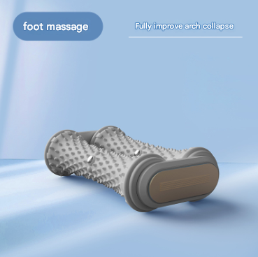 Grey Ergonomic Dual Foot Massage Roller - Deep Tissue Relief for Plantar Fasciitis, Arch Pain &amp; Tired Feet