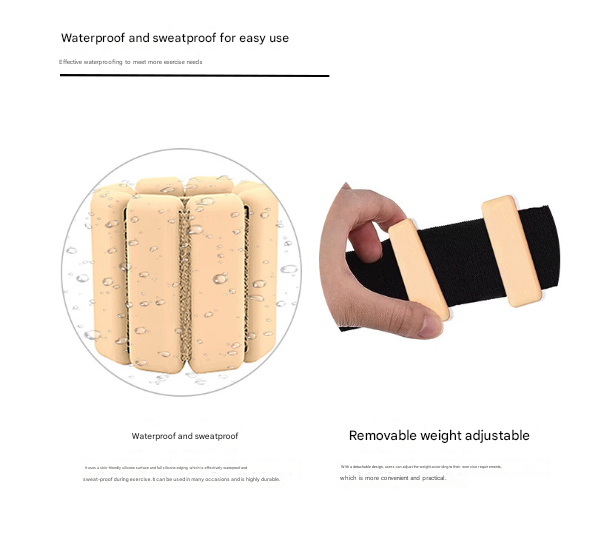 Khaki Premium Adjustable Silicone Wrist & Ankle Weights (1lb Each, 2lb Pair) - Waterproof & Sweatproof for Enhanced Yoga, Running & Fitness Workouts