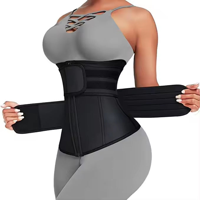 Size S Black Womens Sweat-Enhancing Waist Trainer Belt - Dual Strap Zipper Tummy Control Cincher for Workout &amp; Postpartum Shaping