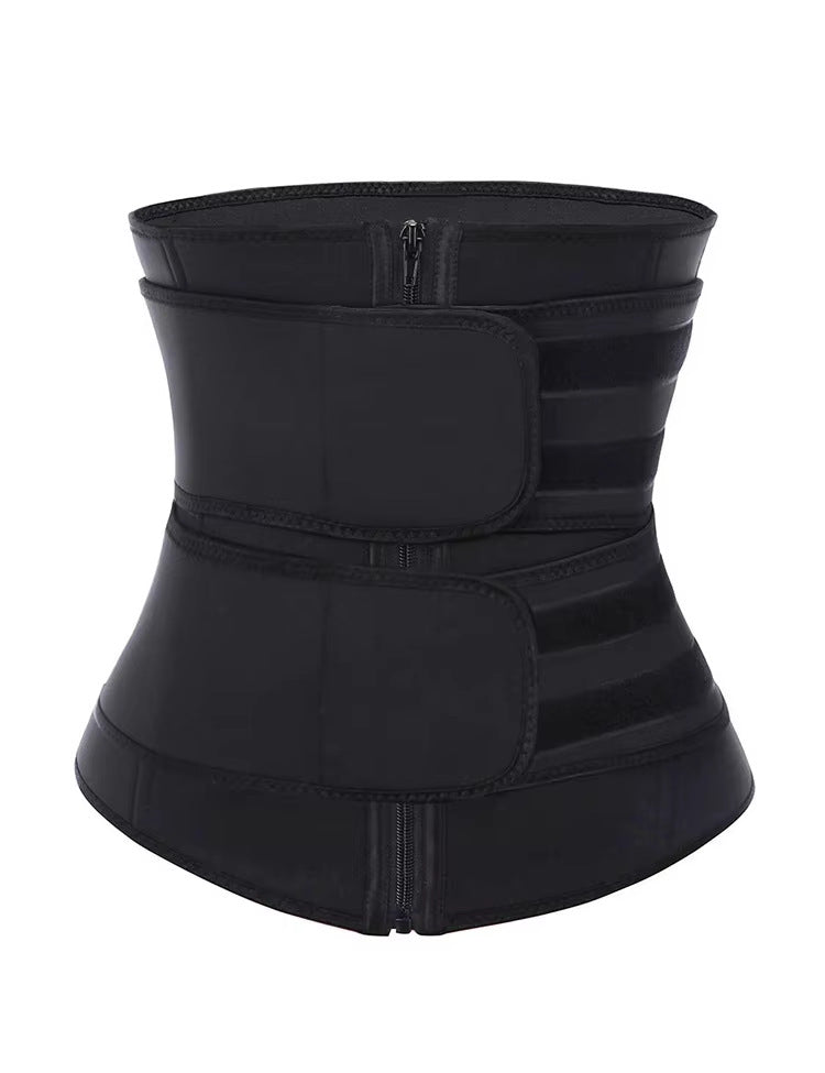 Size M Black Womens Sweat-Enhancing Waist Trainer Belt - Dual Strap Zipper Tummy Control Cincher for Workout & Postpartum Shaping