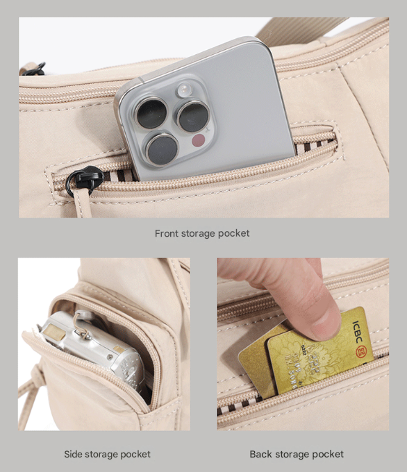 Black Chic Lightweight Multi-Pocket Oxford Crossbody Bag - Waterproof Retro Shoulder Bag for Women