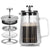 Transparent Elegant Ribbed Double Wall Glass French Press - 650ml Heat Resistant Coffee and Tea Maker with Stainless Steel Filter