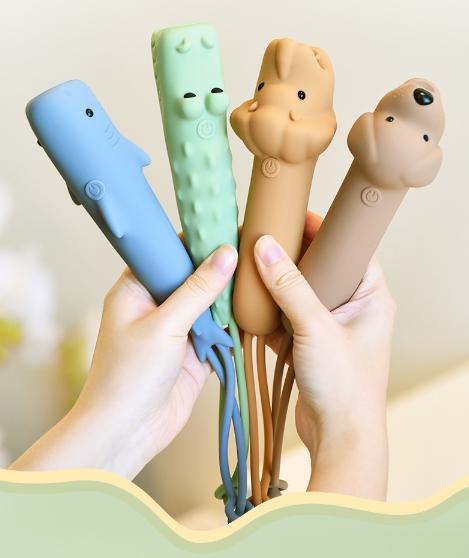 Green Adorable Crocodile Silicone LED Flashlight for Kids - USB Rechargeable, Dimmable Brightness, Portable Night Light