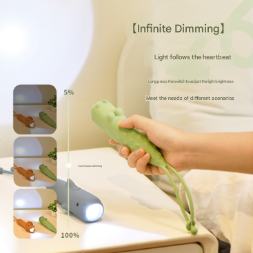 Brown Adorable Dog Silicone LED Flashlight for Kids - USB Rechargeable, Dimmable Brightness, Portable Night Light