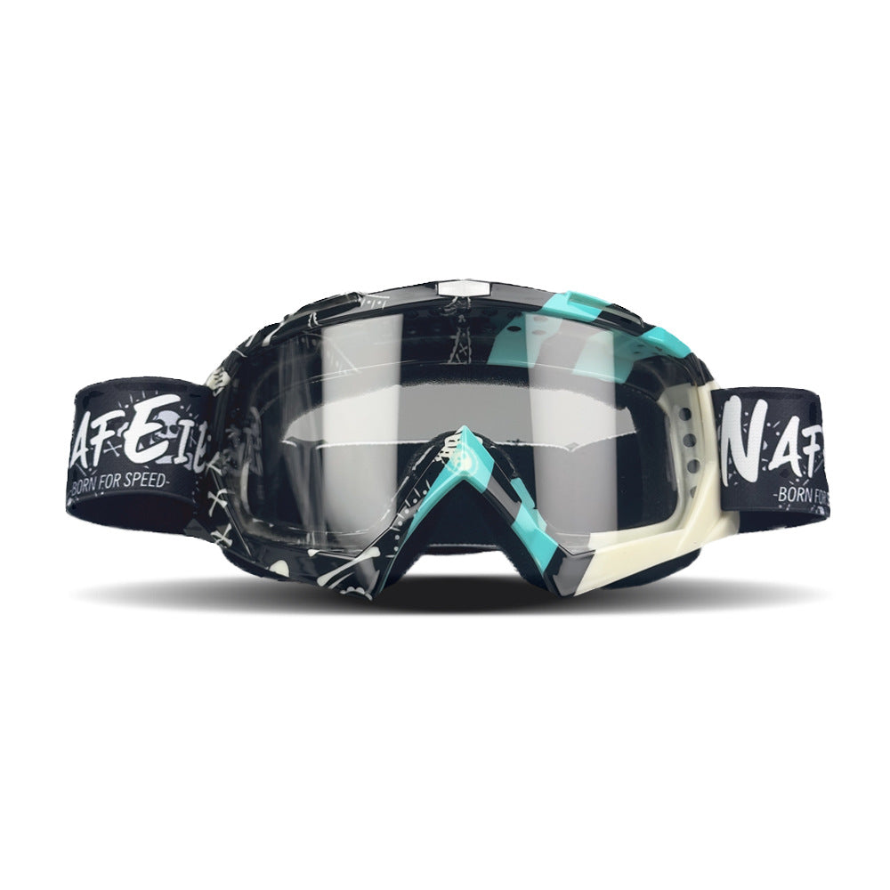 Cyan Frame and Transparent Sheet Versatile Sports Goggles - Windproof UV Protection for Skiing, Motorcycle, Cycling &amp; Outdoor Adventures
