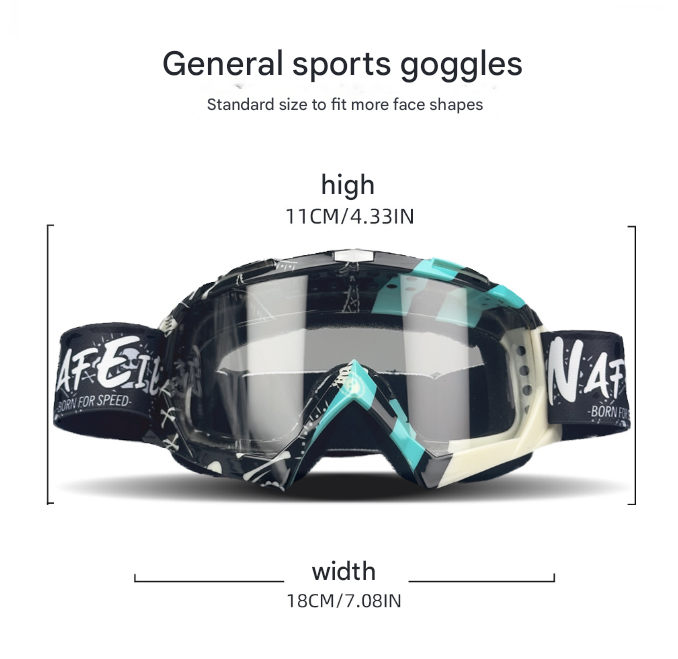Cyan Frame and Transparent Sheet Versatile Sports Goggles - Windproof UV Protection for Skiing, Motorcycle, Cycling & Outdoor Adventures