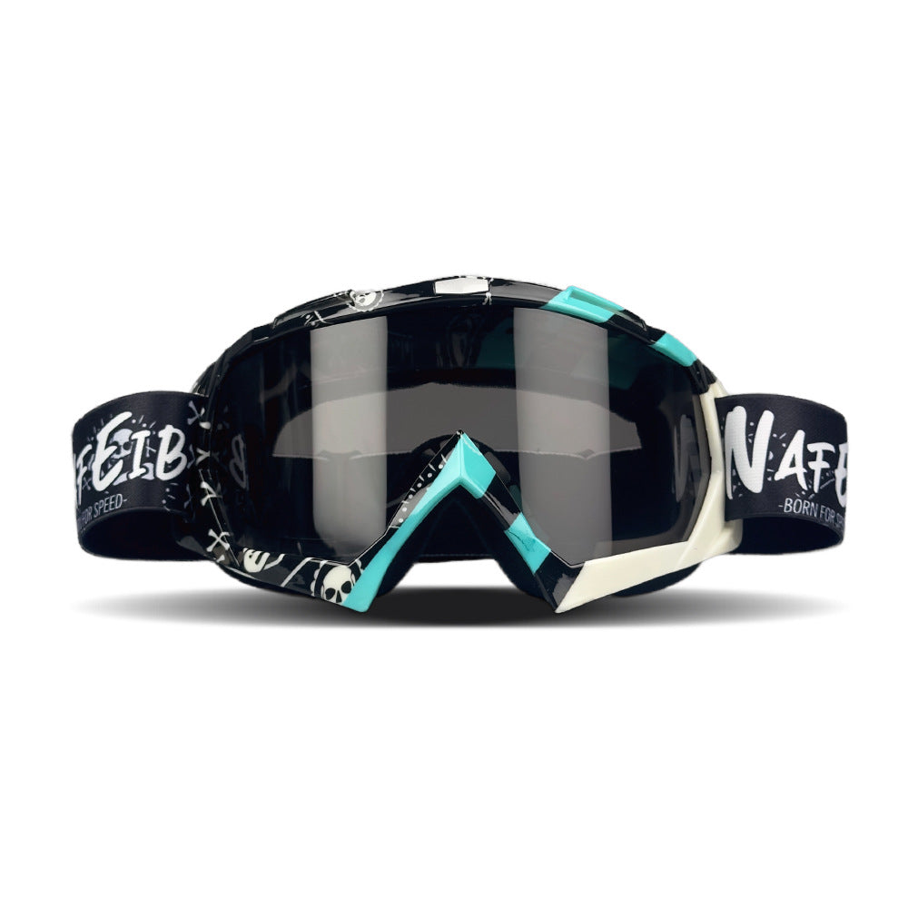 Cyan Frame and Grey Sheet Versatile Sports Goggles - Windproof UV Protection for Skiing, Motorcycle, Cycling &amp; Outdoor Adventures