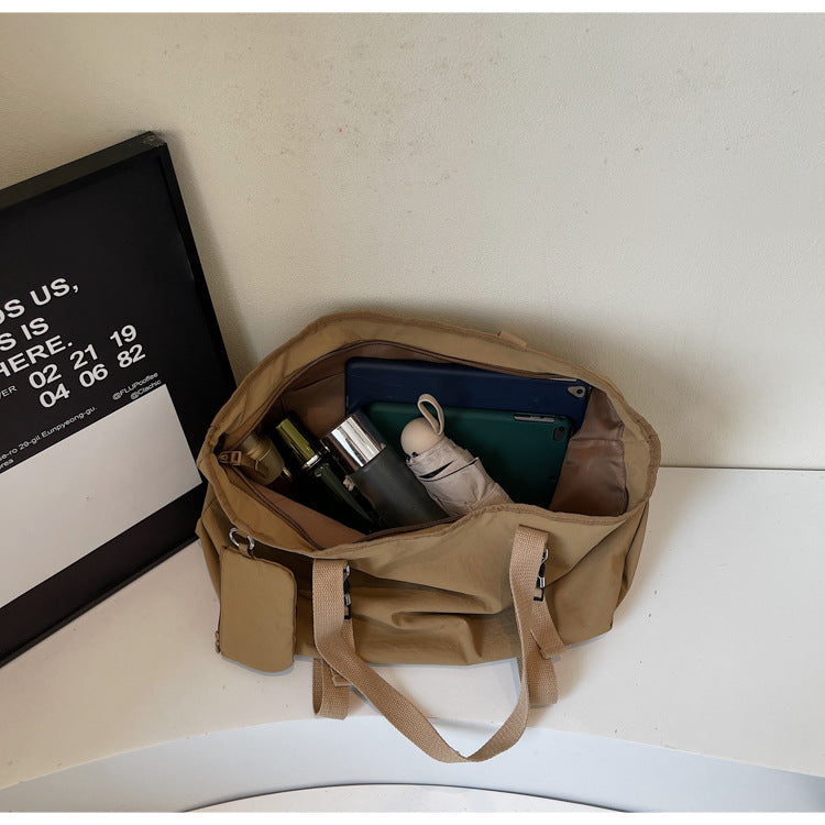 Pink Women's Large Capacity Nylon Tote Bag - Stylish Casual Shoulder & Crossbody Bag with Detachable Pouch