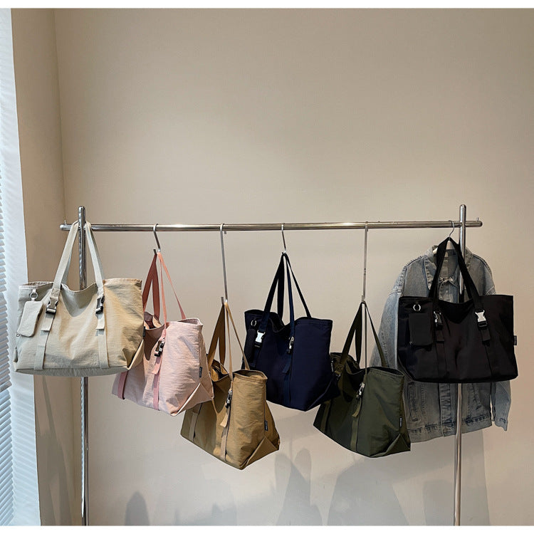 Green Women's Large Capacity Nylon Tote Bag - Stylish Casual Shoulder & Crossbody Bag with Detachable Pouch