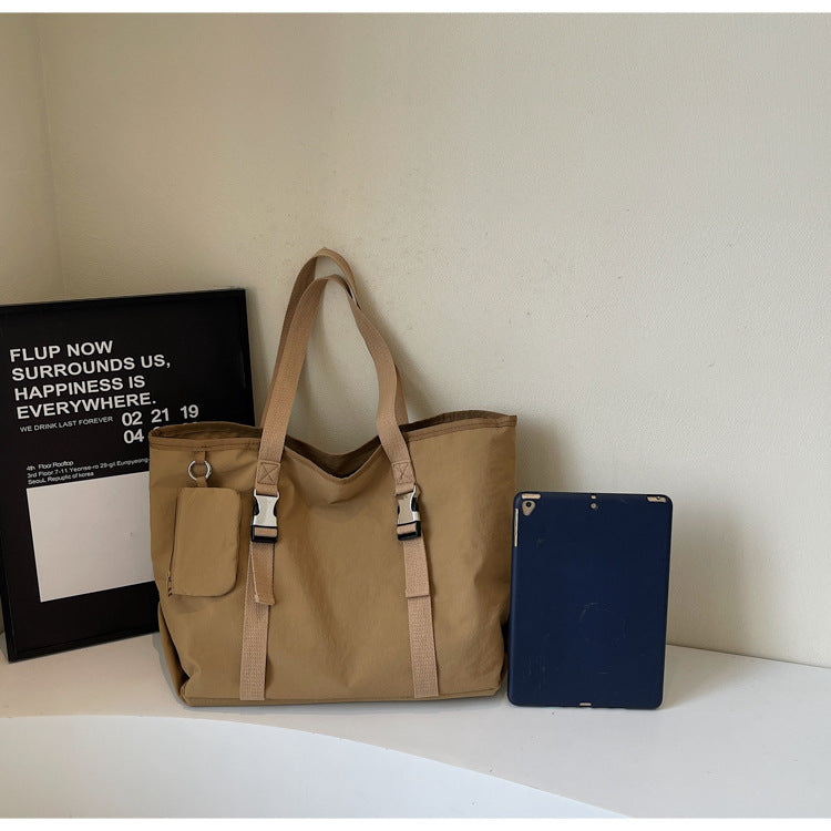 Green Women's Large Capacity Nylon Tote Bag - Stylish Casual Shoulder & Crossbody Bag with Detachable Pouch