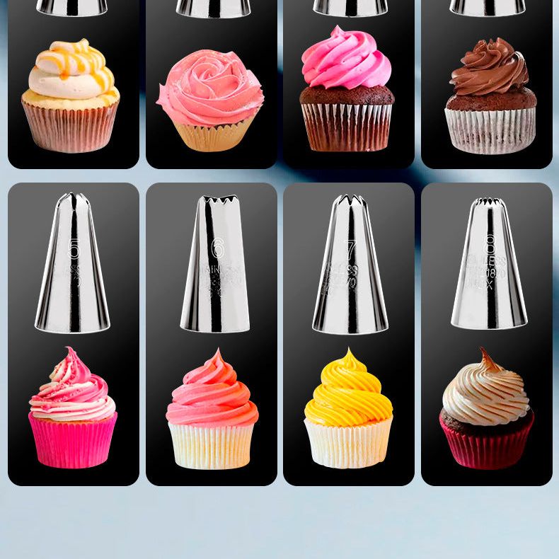 Silver and Black Stainless Steel Cookie Press Gun Kit - Biscuit Maker & Icing Decorating Set with 13 Discs & 8 Nozzles