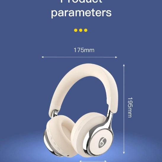 Beige Premium Wireless ANC Headphones - Bluetooth 5.4, 32H Playtime, Foldable Over-Ear Design, Comfort Earpads for Travel & Gaming