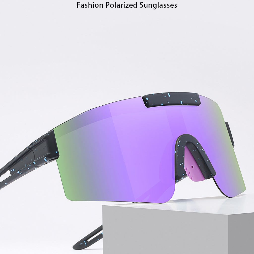 Blue Lenses With Black Temples Ultra-Light Polarized Sports Sunglasses - Wraparound Shield Design for Cycling & Outdoor Performance