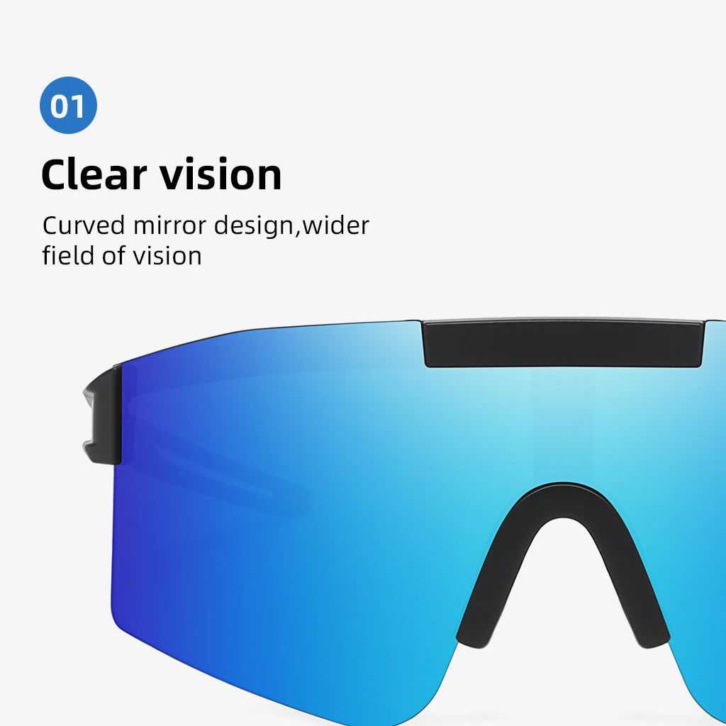Blue Lenses With White Temples Ultra-Light Polarized Sports Sunglasses - Wraparound Shield Design for Cycling & Outdoor Performance