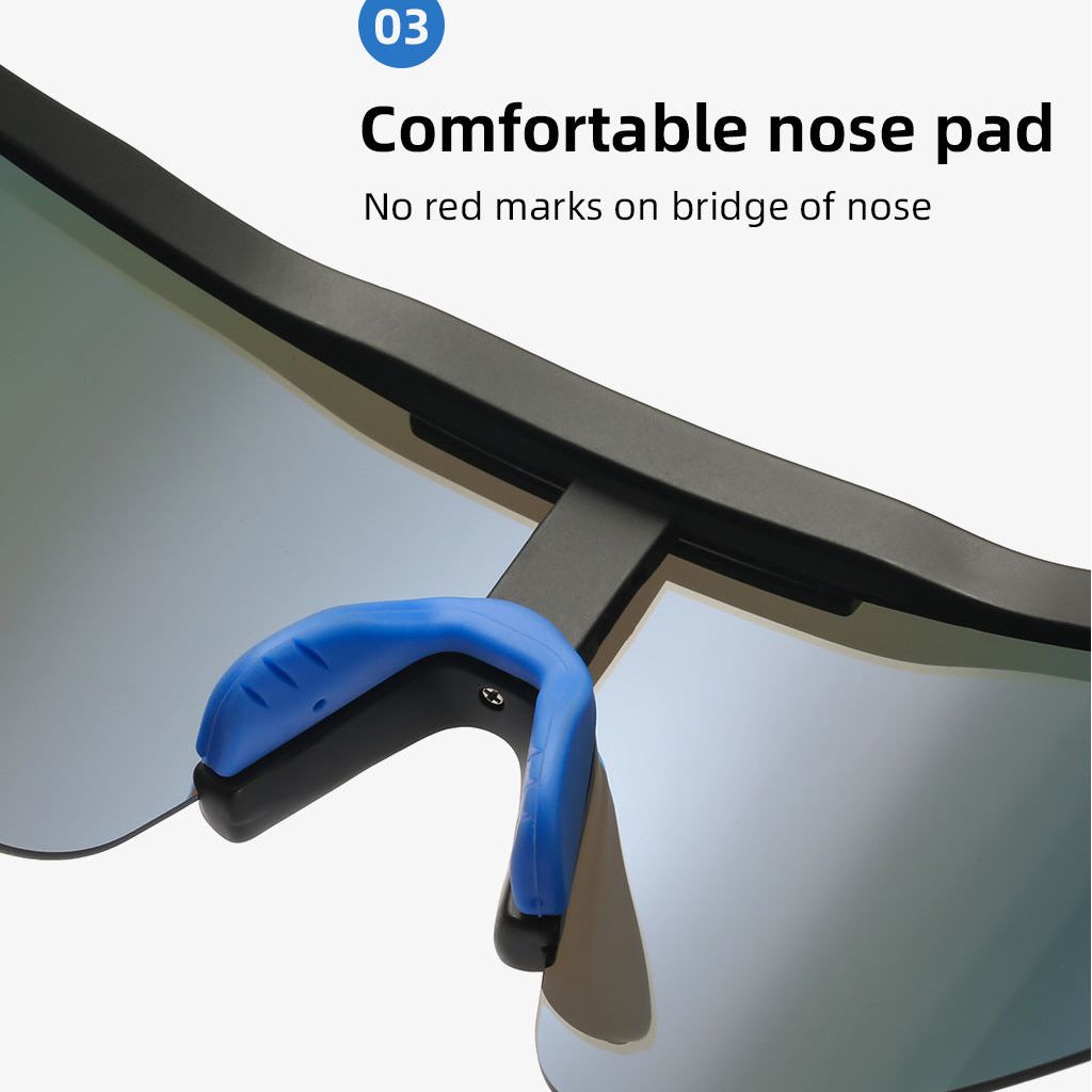 Blue Lenses With White Temples Ultra-Light Polarized Sports Sunglasses - Wraparound Shield Design for Cycling & Outdoor Performance