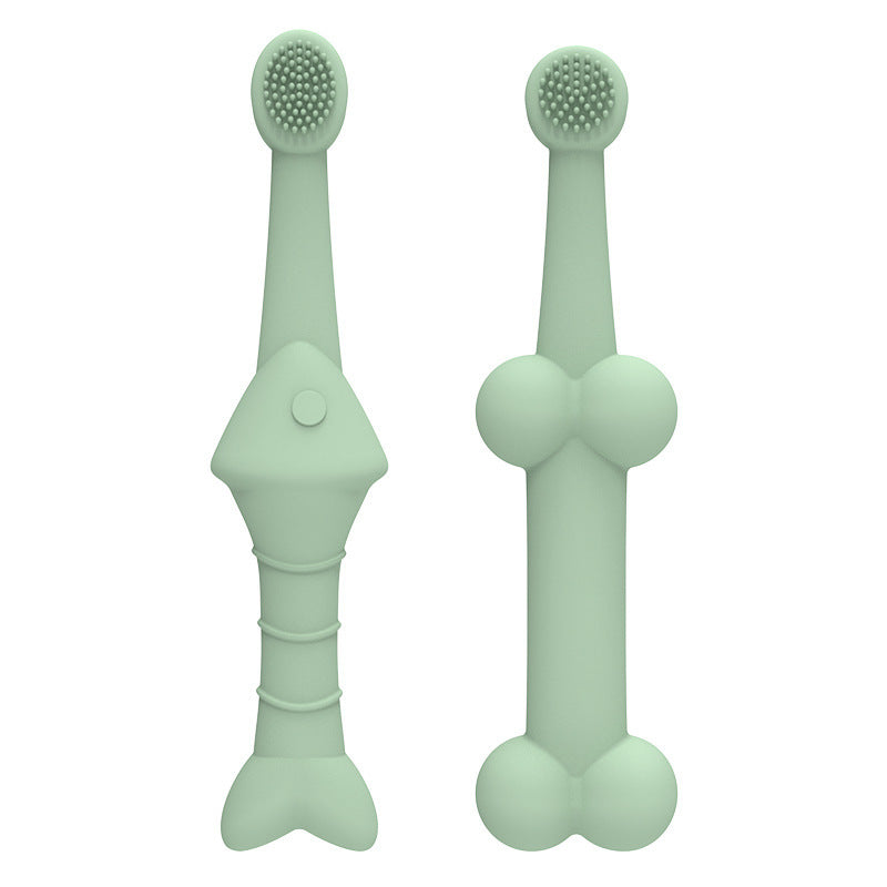 6 x Silicone Pet Toothbrush (3 Fish shape and 3 Bone shape) Green Gentle Food-Grade Silicone Pet Toothbrush - Promotes Healthy Teeth &amp; Gums for Dogs &amp; Cats