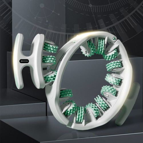 Green and White Adjustable 3D Leg & Body Roller Massager - Deep Tissue Muscle Relief for Thighs, Calves, Arms - Fascia & Cellulite Tool with Detachable Handles