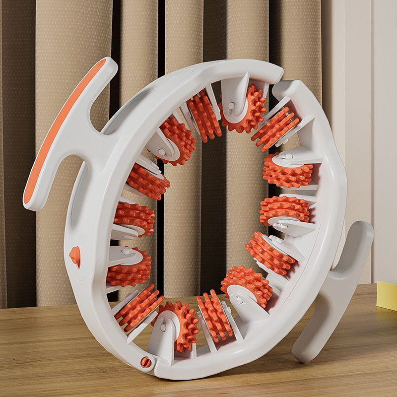 Orange and White Adjustable 3D Leg &amp; Body Roller Massager - Deep Tissue Muscle Relief for Thighs, Calves, Arms - Fascia &amp; Cellulite Tool with Detachable Handles