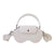 White Chic PU Leather Crossbody Storage Bag for Apple AirPods Max - Protective Case with Ruched Fabric Strap & Top Handle