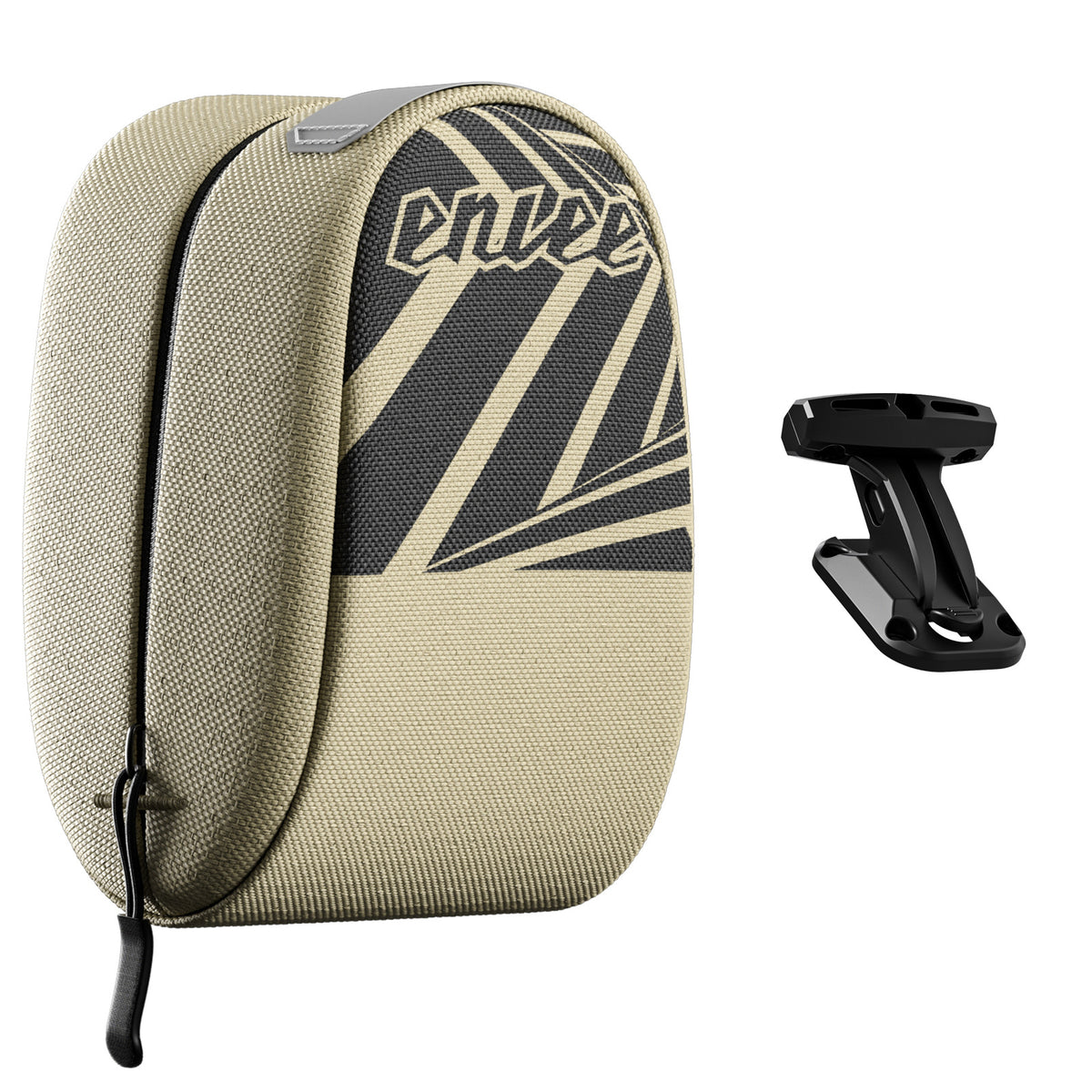 Khaki Compact Bike Saddle Bag - Quick-Release Water-Resistant Tail Pouch with Reflective Accents