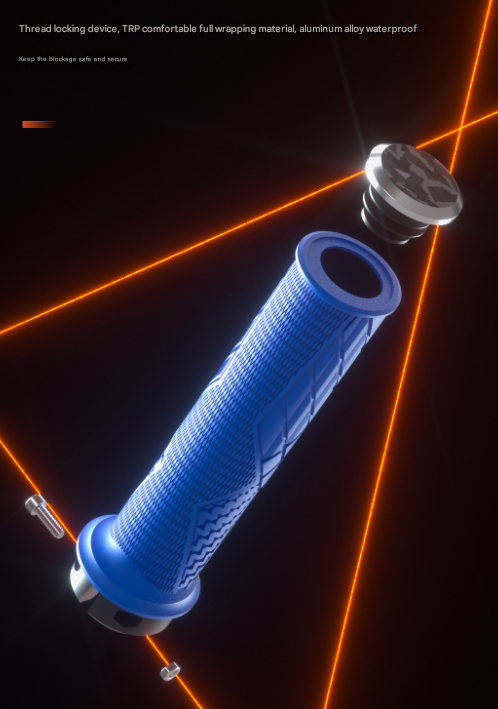 Black Ergonomic Lock-On Bike Grips - Anti-Slip TPR Rubber, Alloy Rings & Plugs for MTB & Commuter Bikes