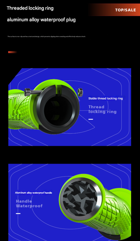 Red Ergonomic Lock-On Bike Grips - Anti-Slip TPR Rubber, Alloy Rings & Plugs for MTB & Commuter Bikes