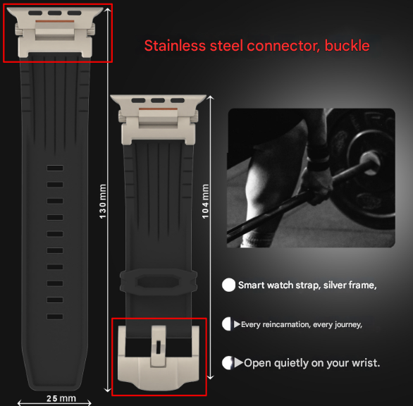 Black Rugged Tactical Silicone Strap for Apple Watch Ultra & Series - Heavy-Duty Metal Clasp